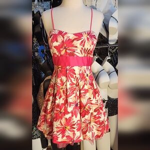 Vintage Floral Pink and White Cocktail Prom Dress